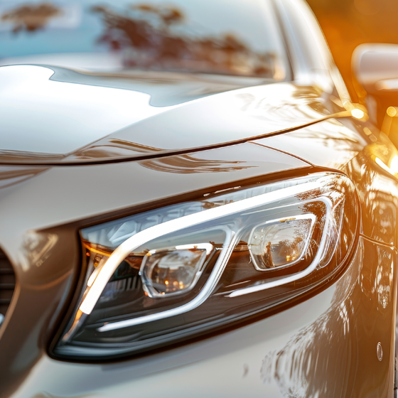 View of a car’s headlight showcasing Appearance Protection’s exterior protection features.