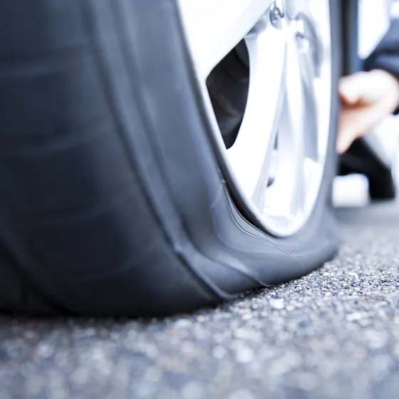 Flat tire on a car