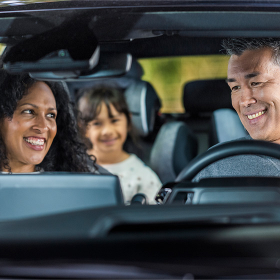 Family in car