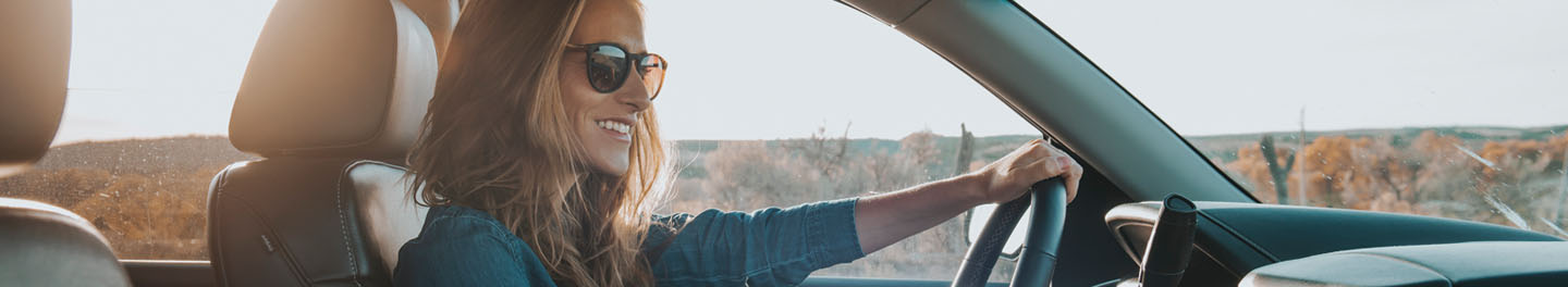 Woman driving car
