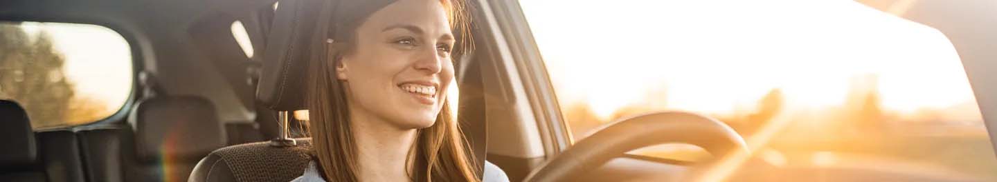 Woman driving car