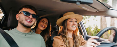 Friends in car