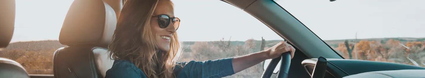 Woman driving car