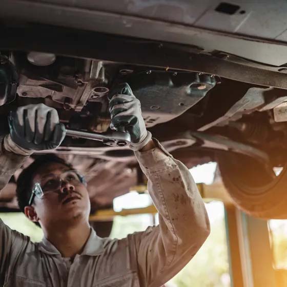 Man working on car