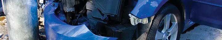 Blue car in accident