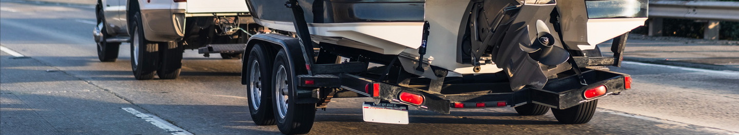 Wheels of boat on trailer