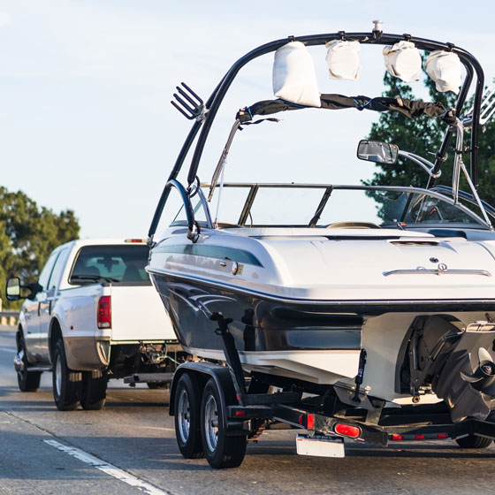 Truck pulling boat