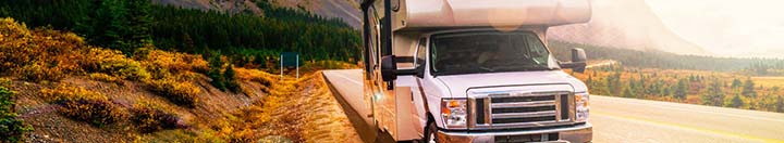 Motorhome driving on mountain road