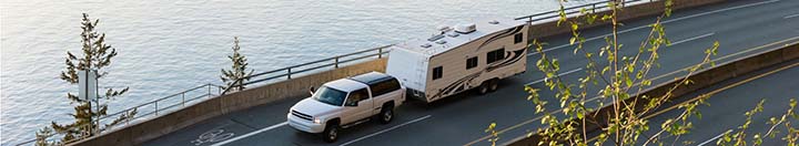 SUV pulling camper