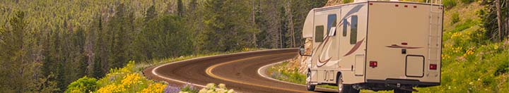 Motorhome driving on mountain road